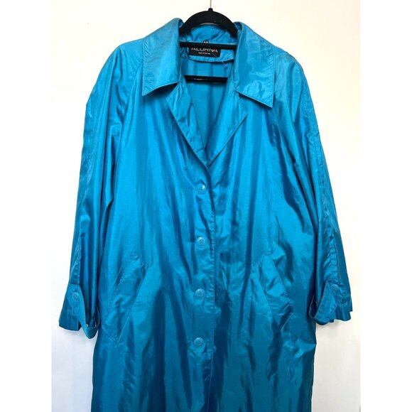 Vintage Alorna Raincoat Plus Size 15 / 16 Teal Turquoise With Totes Head Scarf - Picture 3 of 12
